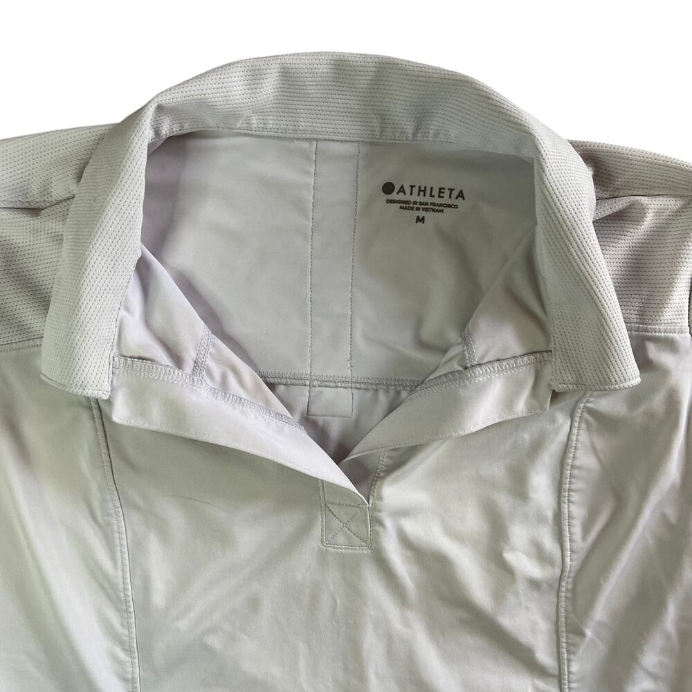Athleta White Athletic Polo Shirt Women Medium Stretch Golf Top - Picture 8 of 16